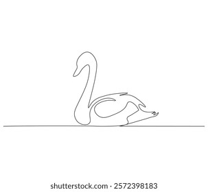 Continuous one line drawing of swan. Swan symbol of love and loyalty. Single line drawing illustration of swan. Concept vector art. Doodle line illustration.
