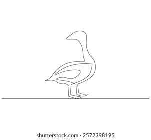 Continuous one line drawing of swan. Swan symbol of love and loyalty. Single line drawing illustration of swan. Concept vector art. Doodle line illustration.
