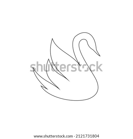 Continuous one line drawing. Swan logo. Black and white vector illustration. Concept for logo  card  banner  poster  flyer