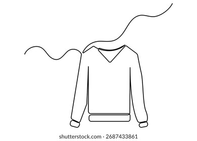 Desenho contínuo de uma linha de camisola minimalista roupa delinear ilustração vetorial no fundo branco
