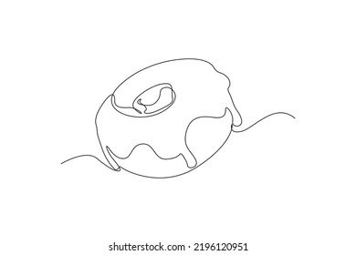 Continuo dibujo de una línea dulce donut. Concepto de postre. Ilustración gráfica vectorial de diseño de líneas simples.