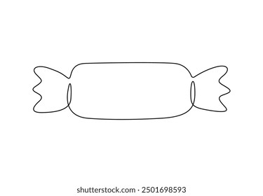 Continuous one line drawing of sweet candy. Chocolate. Isolated on white background vector illustration