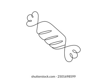 Dibujo continuo de una línea de dulces. Chocolate. Aislado sobre fondo blanco Ilustración vectorial