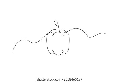 Continuous one line drawing of Sweet pepper bell pepper line art vector sketch illustration design, Continuous one line drawing of paprika vegetable, Paprika single line illustration.