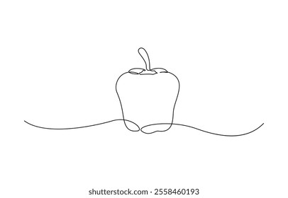 Continuous one line drawing of Sweet pepper bell pepper line art vector sketch illustration design, Continuous one line drawing of paprika vegetable, Paprika single line illustration.