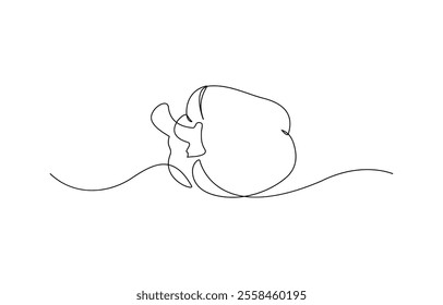 Continuous one line drawing of Sweet pepper bell pepper line art vector sketch illustration design, Continuous one line drawing of paprika vegetable, Paprika single line illustration.