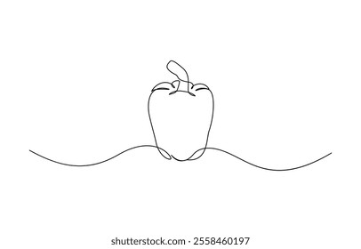 Continuous one line drawing of Sweet pepper bell pepper line art vector sketch illustration design, Continuous one line drawing of paprika vegetable, Paprika single line illustration.