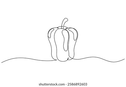 Continuous one line drawing of Sweet pepper bell pepper line art vector sketch illustration design, Capsicum continuous one line art drawing of vector illustration.