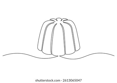 Continuous one line drawing of Sweet pudding. Single line drawing illustration of Pudding. Dessert meal concept vector art. Doodle line illustration.