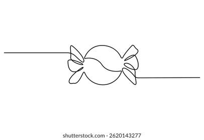 Continuous one line drawing of  Sweet candy  hand drawn vector illustration.