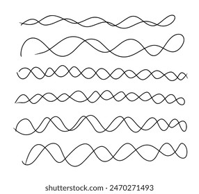 Continuous one line drawing of swoop wave and swash. Doodle vector illustration