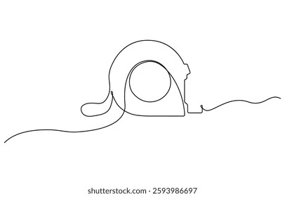 Continuous one line drawing of an tape measure, one line concept hand drawn graphic design vector illustration of building construction tools.