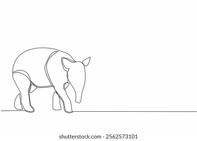 Continuous one line drawing tapir pose. One of the animals that experiences illegal hunting due to human greed. Nose. Tapirus indicius. World Tapir Day. Single line draw design vector illustration