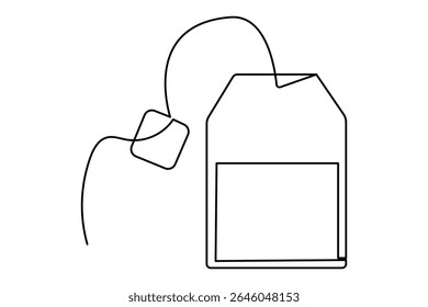 Continuous one line drawing of tea bag icon in modern minimalist design