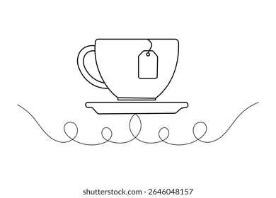 Continuous one line drawing of tea bag icon in modern minimalist design