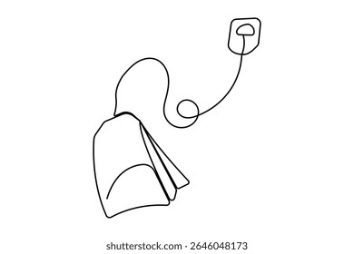 Continuous one line drawing of tea bag icon in modern minimalist design