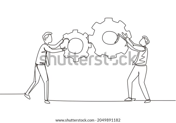 Continuous One Line Drawing Teamwork Cooperation Stock Vector (Royalty ...