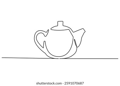 Continuous one line drawing of teapot. Single line drawing illustration of teapot for ramadan fasting. Ramadan kareem concept vector art. Doodle line illustration.
