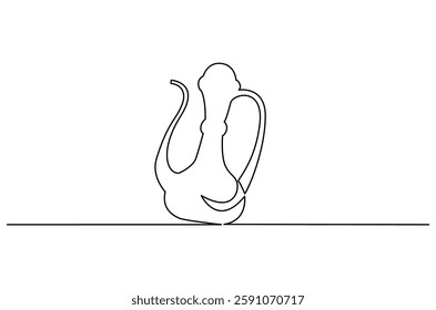 Continuous one line drawing of teapot. Single line drawing illustration of teapot for ramadan fasting. Ramadan kareem concept vector art. Doodle line illustration.
