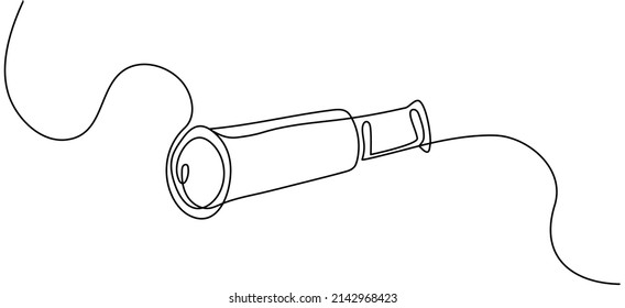 Continuous one line drawing of telescope. Concept of travelling and exploring. Vector illustration	
