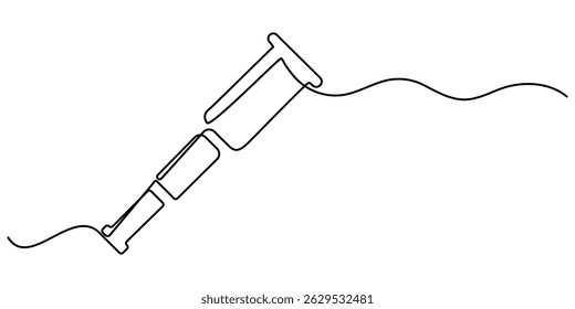 Continuous one line drawing of telescope. One line drawing illustration of telescope. World space day concept singe line. Editable outline, Continuous single line sketch drawing of telescope outer.
