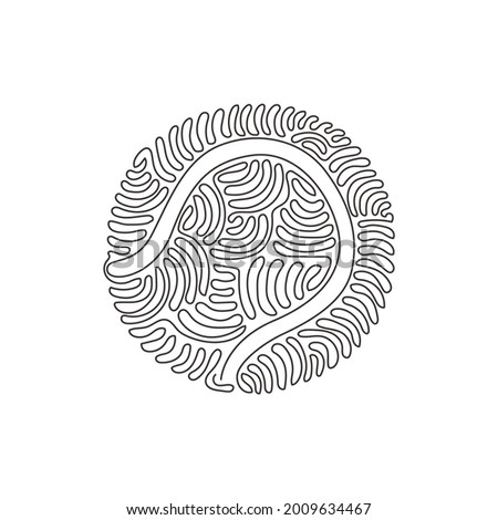 Continuous one line drawing Tennis ball. Game, sport, competing, round. Yellow tennis ball made of felt and rubber. Swirl curl style concept. Single line draw design vector graphic illustration