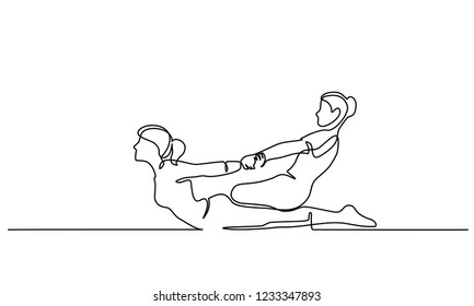 Continuous one line drawing. Thai massage for man in spa salon. Vector illustration for banner, web, design element, template, postcard.