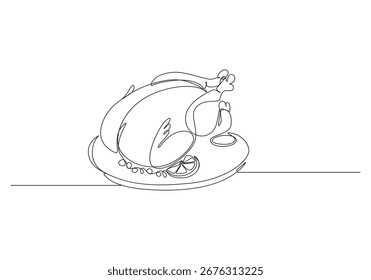 Concepto continuo del día de acción de gracias del dibujo de una línea