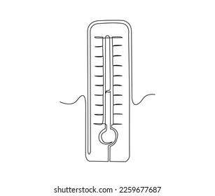 Continuous one line drawing of thermometer. Simple illustration of thermometer line art vector illustration.