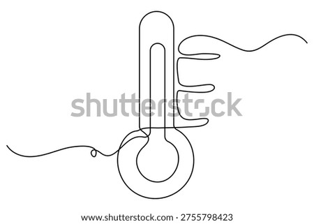 Continuous one line drawing of thermometer temperature measurement healthcare vector illustration
