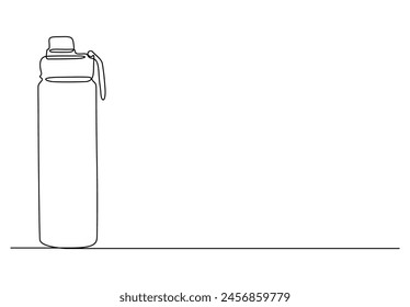Continuous one line drawing of thermos water bottle. Vector illustration. 
