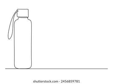 Dibujo continuo de una línea de la botella de agua termo. Ilustración vectorial. 