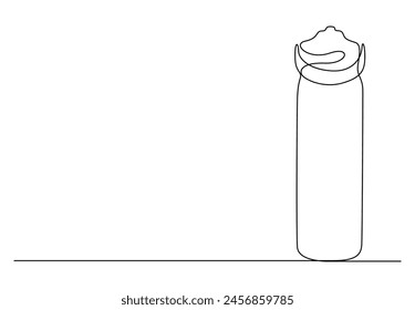 Continuous one line drawing of thermos water bottle. Vector illustration. 