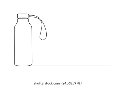 Continuous one line drawing of thermos water bottle. Vector illustration. 
