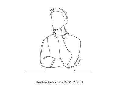 Continuous one line drawing Thinking or solving problem concept. Doodle vector illustration.