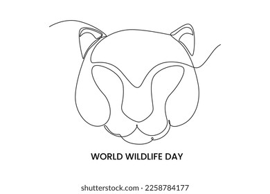 Continuous one line drawing a 
tiger face. World wild life concept. Single line draw design vector graphic illustration.