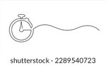 Continuous one line drawing of Timer, clock, stopwatch