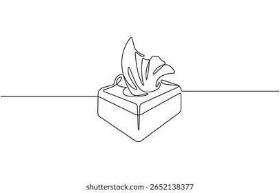 Continuous one line drawing of Tissue Box. Single line drawing illustration of Tissue box icon, Minimalist One-Line Drawing of Tissue Box on white Background, one line art tissue box.