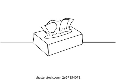 Continuous one line drawing of Tissue Box. Single line drawing illustration , of Tissue box icon. Blank tissue box mockup concept vector art.