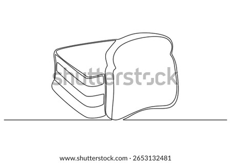 Continuous one line drawing of Toasted white bread sliced. Single line drawing illustration of Sliced bread. Banner design concept vector art. Doodle line illustration.