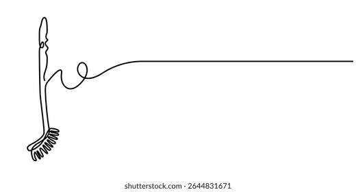 Continuous one line drawing of a toilet brush with base, depicting sanitation and maintenance, line art style vector illustration, one line art toilet brush vector illustration. line art.