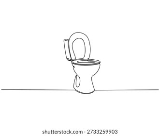 Continuous one line drawing of toilet. One line drawing illustration of clean toilet. Clean and sanitation concept single line. Editable outline 
