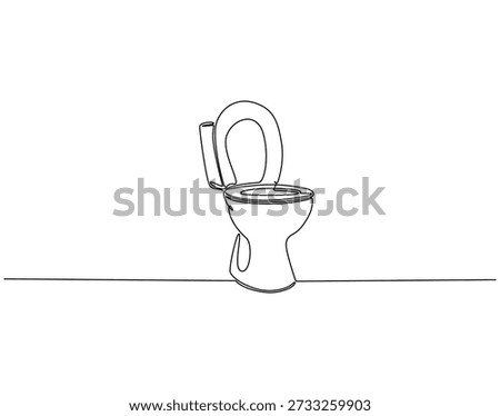 Continuous one line drawing of toilet. One line drawing illustration of clean toilet. Clean and sanitation concept single line. Editable outline 
