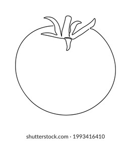 Tomate de dibujo continuo de una línea. Ilustración vectorial. Arte de línea negra con fondo blanco. Tomate de caricatura aislado sobre fondo blanco. Concepto vegan