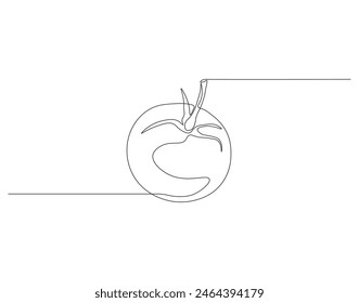 Continuous one line drawing of tomato. One line drawing illustration of tomato vegetable. Fresh raw vegetable concept continuous line art. Editable outline.