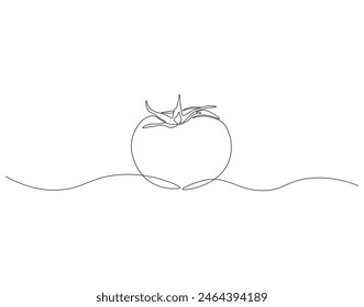 Continuous one line drawing of tomato. One line drawing illustration of tomato vegetable. Fresh raw vegetable concept continuous line art. Editable outline.