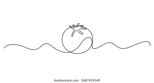Desenho contínuo de uma linha de tomate. Ilustração minimalista de vetor de tomate de arte de linha única