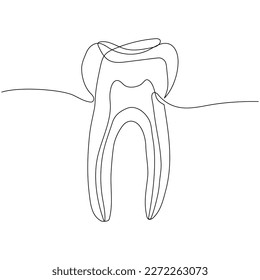 Continuous one line drawing of a tooth. Simple vector illustration