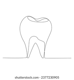Dibujo continuo de una línea de dibujo vectorial de contorno dental y diseño de icono de línea dental 