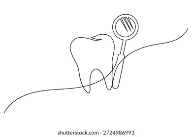 Desenho contínuo de uma linha de ilustração de vetor de saúde dentária minimalista do dente